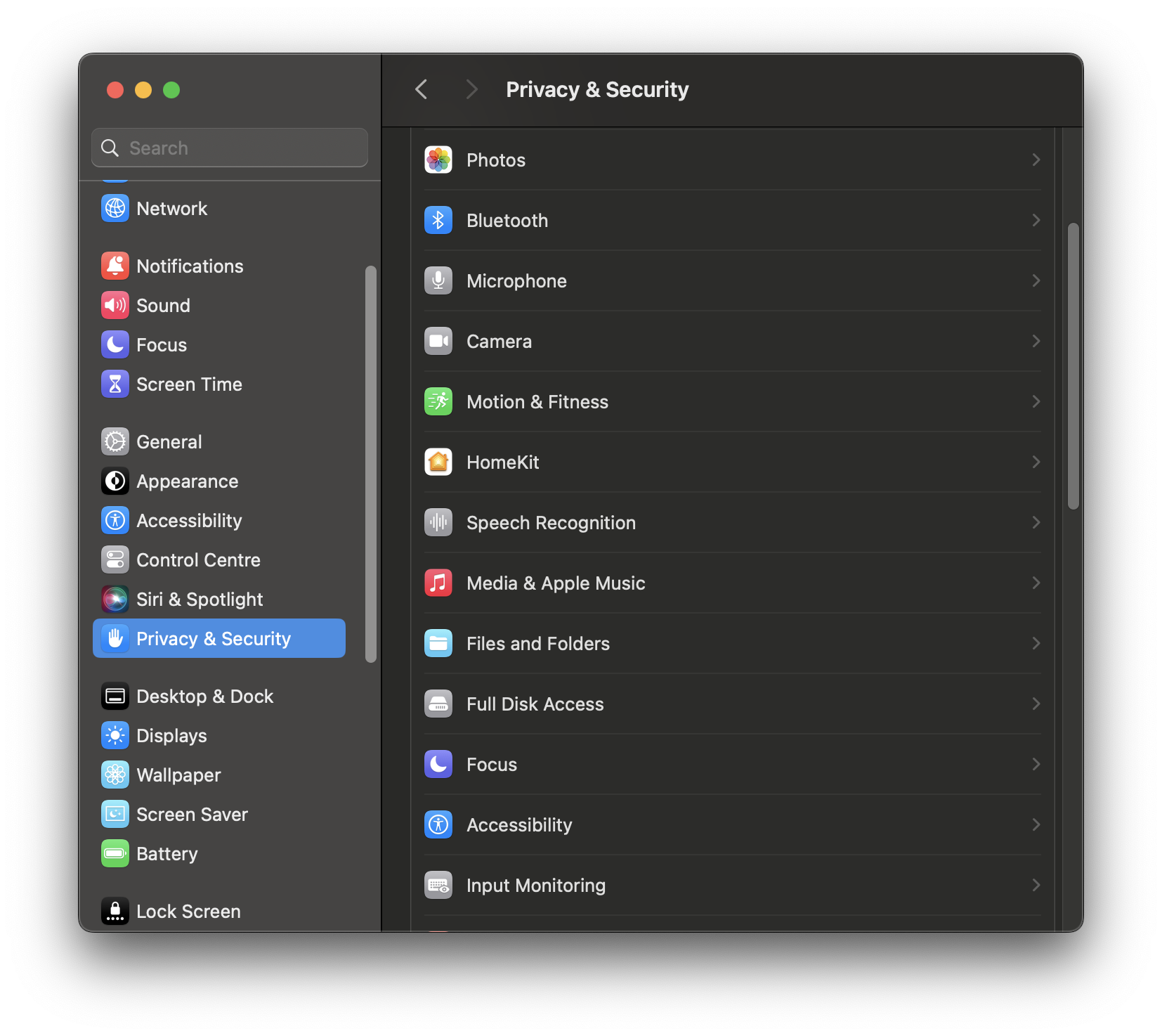 Accessibility permissions setting
