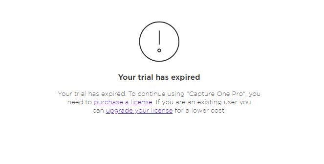 Trial expired message