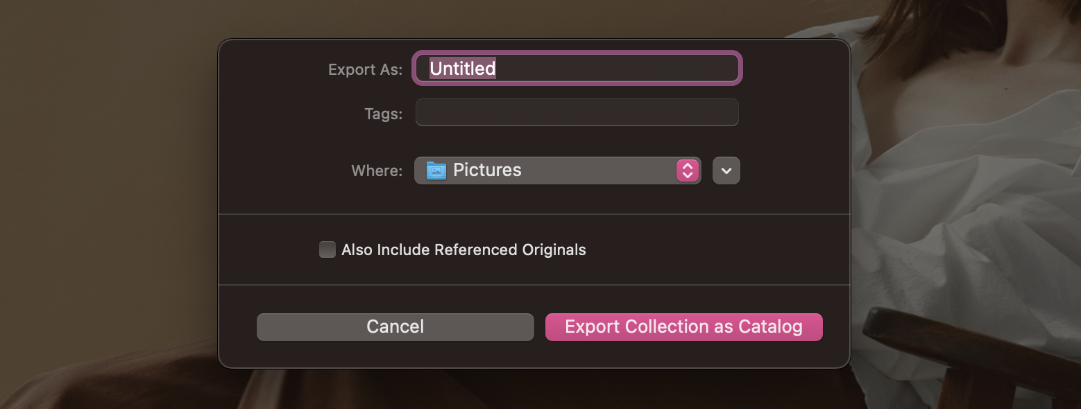 Export Catalog dialog
