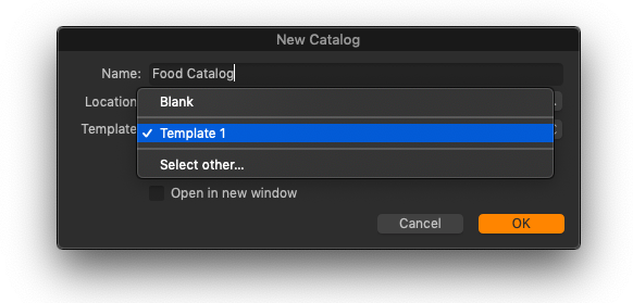 Create new catalog from template