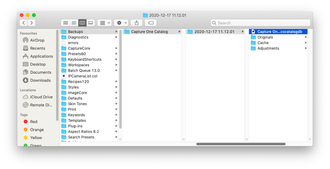 Opening a backup manually