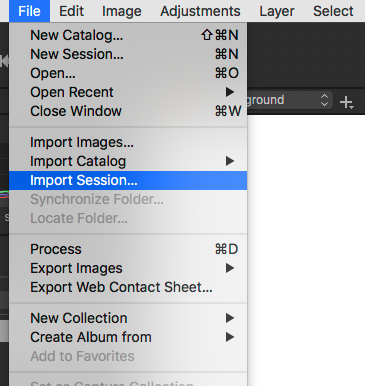 Import Session Screenshot