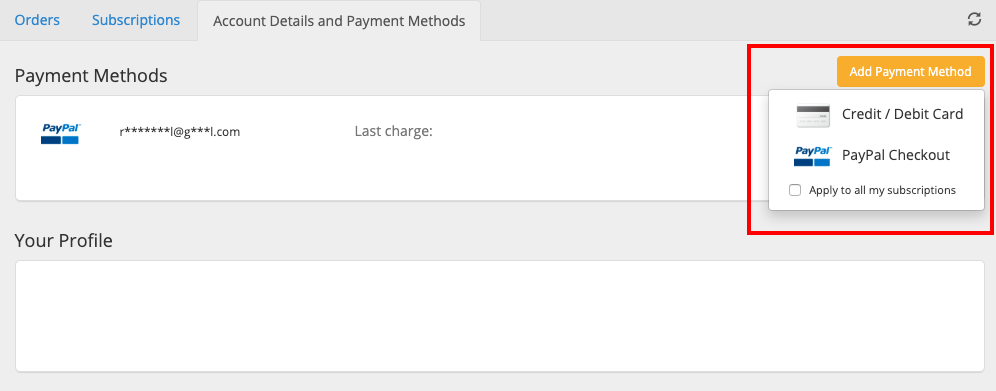 add family payment method