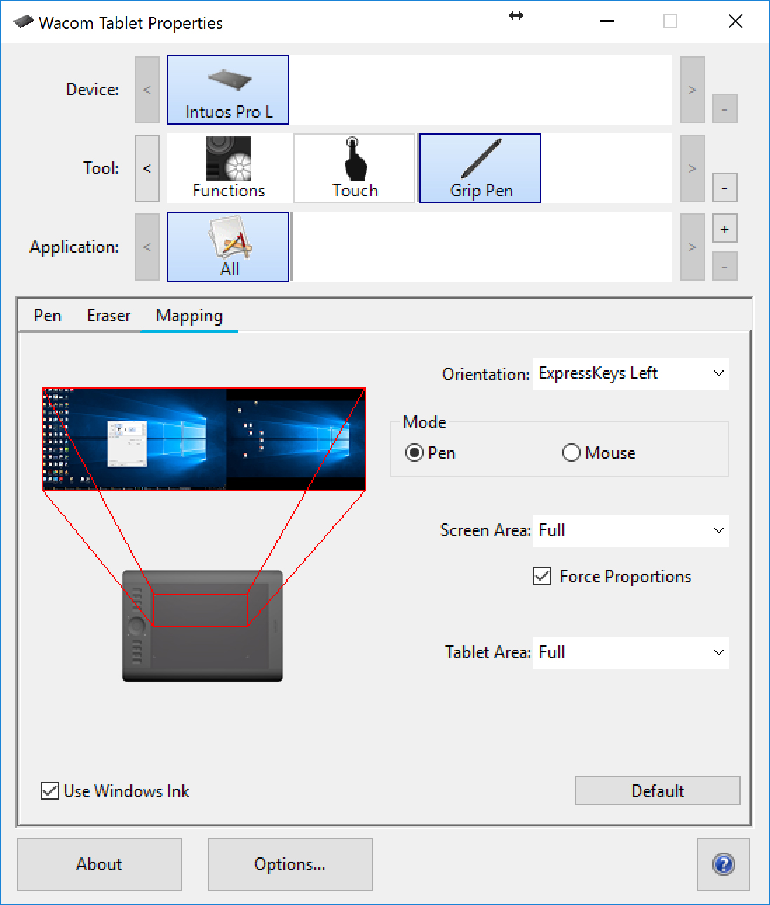 how to change wacom desktop center language