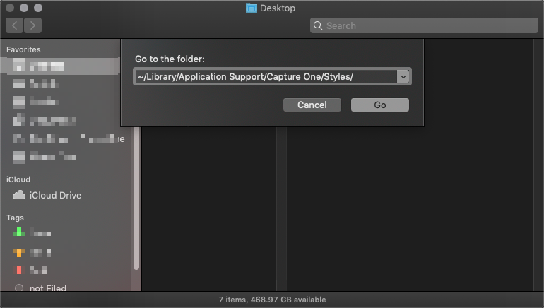 cant find capture one styles folder in mac