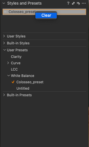 preset for capture one