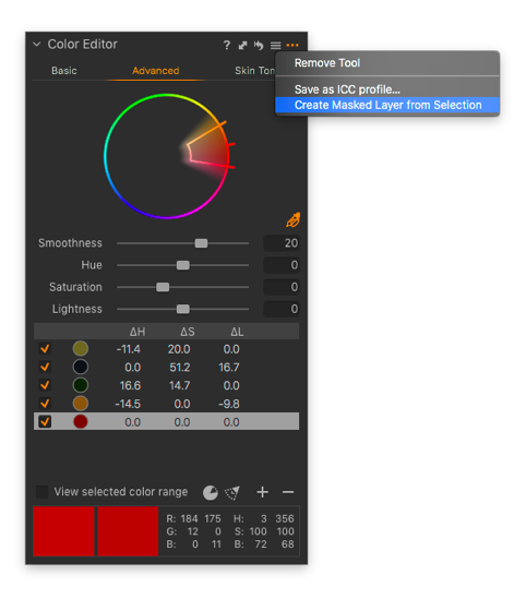 Advanced Color Editor - Capture One